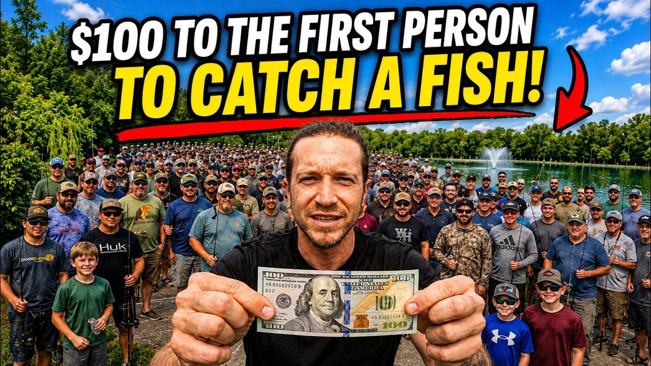 I Paid $100 to the First Person to Catch a Fish… 40 People Showed Up video thumbnail